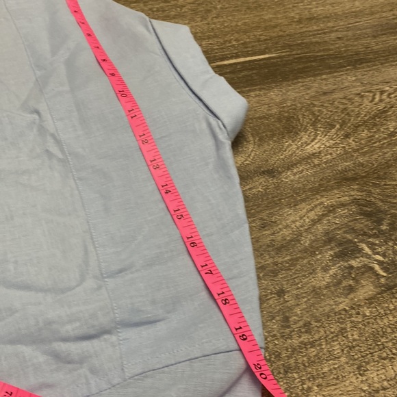 CubaVera linen Cotten button up shirt blue with pocket - Picture 6 of 7